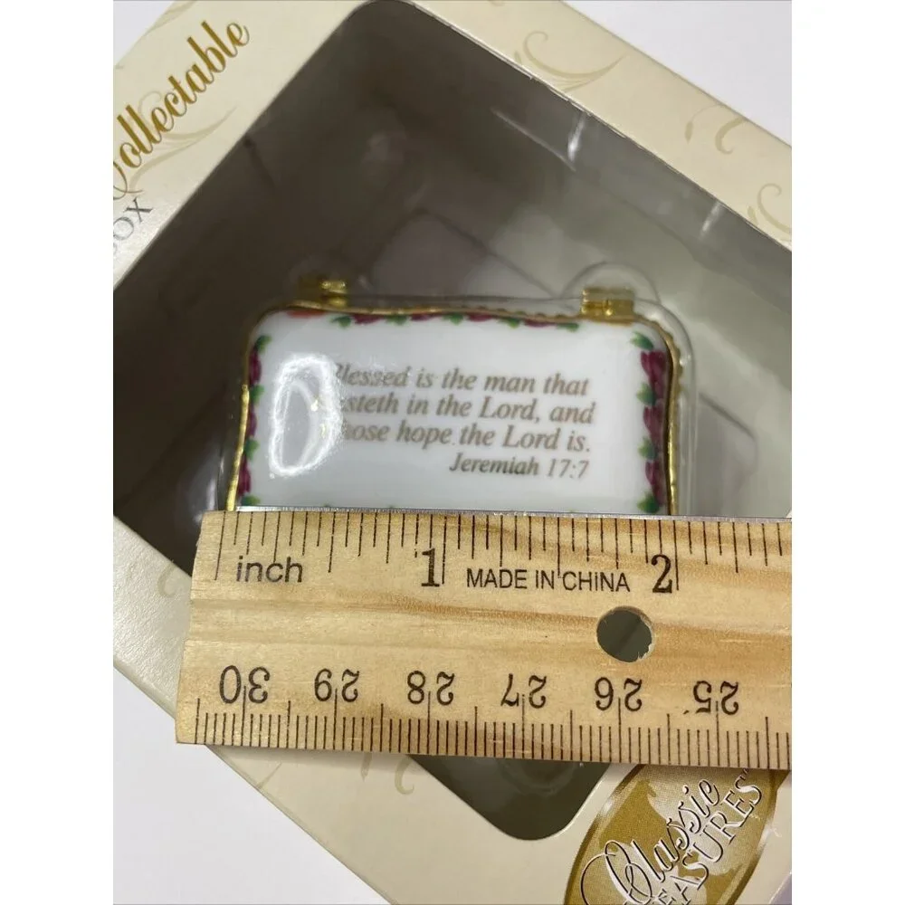 NIB Classic Treasures Porcelain Collectible Trinket Box‎ Jeremiah 17:7 Religious